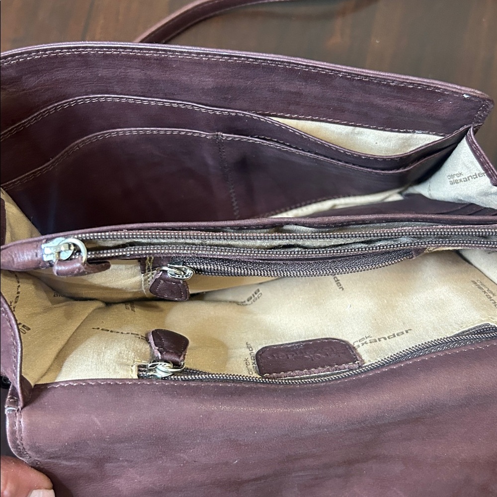 Derek Alexander Leather Crossbody Handbag Half Flap Organizer - Picture 7 of 16